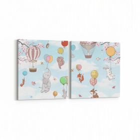 Olla 12751K2Y Çocuk Odası Görseli 2 Parça Yatay 65x30 cm Kanvas Tablo