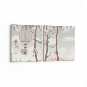 Olla 12752K2Y Çocuk Odası Görseli 2 Parça Yatay 65x30 cm Kanvas Tablo
