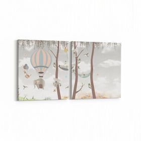 Olla 12752K2Y Çocuk Odası Görseli 2 Parça Yatay 65x30 cm Kanvas Tablo