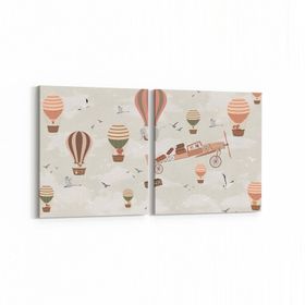Olla 12753K2Y Çocuk Odası Görseli 2 Parça Yatay 65x30 cm Kanvas Tablo