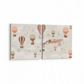 Olla 12753K2Y Çocuk Odası Görseli 2 Parça Yatay 65x30 cm Kanvas Tablo