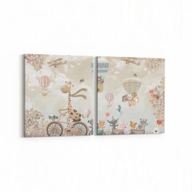 Olla 12754K2Y Çocuk Odası Görseli 2 Parça Yatay 65x30 cm Kanvas Tablo