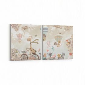 Olla 12754K2Y Çocuk Odası Görseli 2 Parça Yatay 65x30 cm Kanvas Tablo