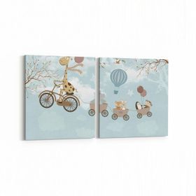 Olla 12755K2Y Çocuk Odası Görseli 2 Parça Yatay 65x30 cm Kanvas Tablo