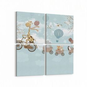 Olla 12755K4 Çocuk Odası Görseli 4 Parça 65x65 cm Kanvas Tablo