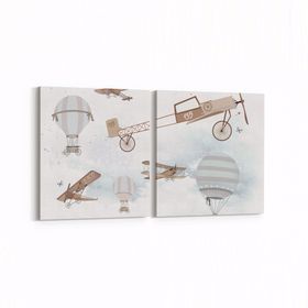 Olla 12756K2Y Çocuk Odası Görseli 2 Parça Yatay 65x30 cm Kanvas Tablo