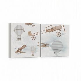 Olla 12756K2Y Çocuk Odası Görseli 2 Parça Yatay 65x30 cm Kanvas Tablo