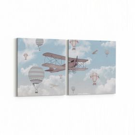 Olla 12757K2Y Çocuk Odası Görseli 2 Parça Yatay 65x30 cm Kanvas Tablo