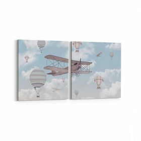 Olla 12757K2Y Çocuk Odası Görseli 2 Parça Yatay 65x30 cm Kanvas Tablo