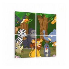 Olla 12758K4 Çocuk Odası Görseli 4 Parça 65x65 cm Kanvas Tablo