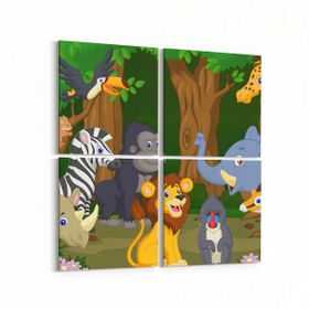 Olla 12758K4 Çocuk Odası Görseli 4 Parça 65x65 cm Kanvas Tablo