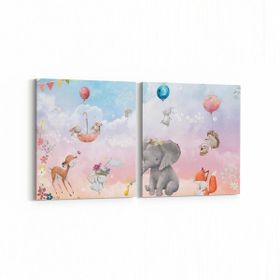 Olla 12759K2Y Çocuk Odası Görseli 2 Parça Yatay 65x30 cm Kanvas Tablo