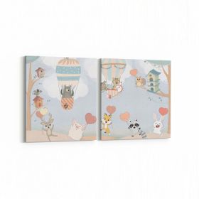 Olla 12760K2Y Çocuk Odası Görseli 2 Parça Yatay 65x30 cm Kanvas Tablo