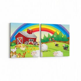 Olla 12761K2Y Çocuk Odası Görseli 2 Parça Yatay 65x30 cm Kanvas Tablo