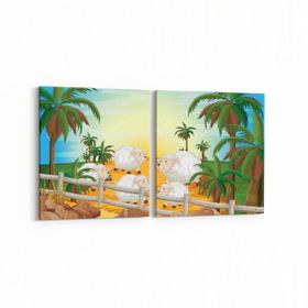 Olla 12763K2Y Çocuk Odası Görseli 2 Parça Yatay 65x30 cm Kanvas Tablo