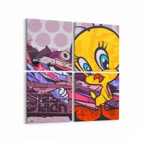Olla 12765K4 Çocuk Odası Görseli 4 Parça 65x65 cm Kanvas Tablo