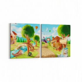 Olla 12766K2Y Çocuk Odası Görseli 2 Parça Yatay 65x30 cm Kanvas Tablo