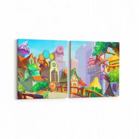 Olla 12768K2Y Çocuk Odası Görseli 2 Parça Yatay 65x30 cm Kanvas Tablo