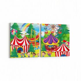 Olla 12776K2Y Çocuk Odası Görseli 2 Parça Yatay 65x30 cm Kanvas Tablo