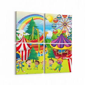 Olla 12776K4 Çocuk Odası Görseli 4 Parça 65x65 cm Kanvas Tablo