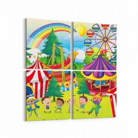 Olla 12776K4 Çocuk Odası Görseli 4 Parça 65x65 cm Kanvas Tablo
