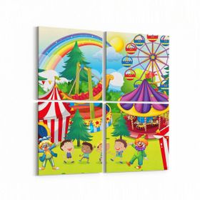 Olla 12776K4 Çocuk Odası Görseli 4 Parça 65x65 cm Kanvas Tablo