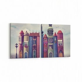 Olla 12777K2Y Çocuk Odası Görseli 2 Parça Yatay 65x30 cm Kanvas Tablo