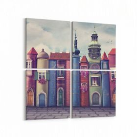 Olla 12777K4 Çocuk Odası Görseli 4 Parça 65x65 cm Kanvas Tablo