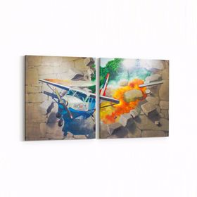 Olla 12782K2Y Çocuk Odası Görseli 2 Parça Yatay 65x30 cm Kanvas Tablo