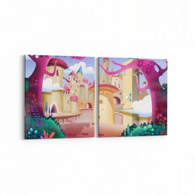 Olla 12783K2Y Çocuk Odası Görseli 2 Parça Yatay 65x30 cm Kanvas Tablo