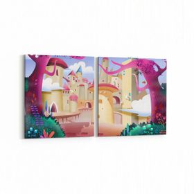 Olla 12783K2Y Çocuk Odası Görseli 2 Parça Yatay 65x30 cm Kanvas Tablo