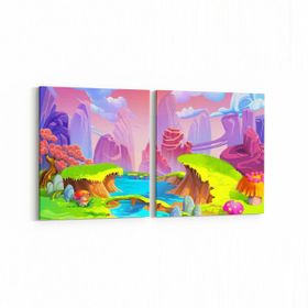 Olla 12785K2Y Çocuk Odası Görseli 2 Parça Yatay 65x30 cm Kanvas Tablo