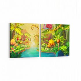 Olla 12786K2Y Çocuk Odası Görseli 2 Parça Yatay 65x30 cm Kanvas Tablo