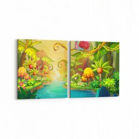 Olla 12786K2Y Çocuk Odası Görseli 2 Parça Yatay 65x30 cm Kanvas Tablo