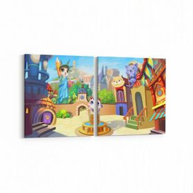 Olla 12788K2Y Çocuk Odası Görseli 2 Parça Yatay 65x30 cm Kanvas Tablo