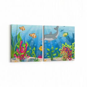 Olla 12789K2Y Çocuk Odası Görseli 2 Parça Yatay 65x30 cm Kanvas Tablo