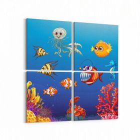 Olla 12800K4 Çocuk Odası Görseli 4 Parça 65x65 cm Kanvas Tablo