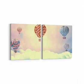 Olla 12803K2Y Çocuk Odası Görseli 2 Parça Yatay 65x30 cm Kanvas Tablo
