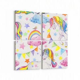 Olla 12804K4 Çocuk Odası Görseli 4 Parça 65x65 cm Kanvas Tablo