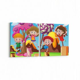 Olla 12808K2Y Çocuk Odası Görseli 2 Parça Yatay 65x30 cm Kanvas Tablo