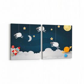 Olla 12812K2Y Çocuk Odası Görseli 2 Parça Yatay 65x30 cm Kanvas Tablo