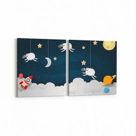 Olla 12812K2Y Çocuk Odası Görseli 2 Parça Yatay 65x30 cm Kanvas Tablo