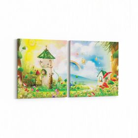 Olla 12813K2Y Çocuk Odası Görseli 2 Parça Yatay 65x30 cm Kanvas Tablo