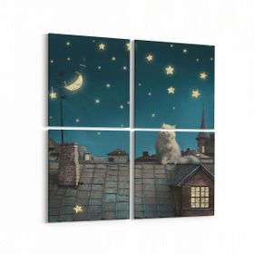 Olla 12817K4 Çocuk Odası Görseli 4 Parça 65x65 cm Kanvas Tablo