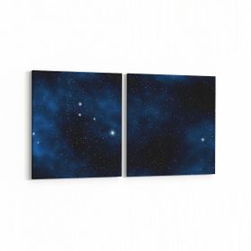 Olla 14641K2Y Gece Gökyüzü Görseli Kare 2 Parça Yatay 65x30 cm Kanvas Tablo