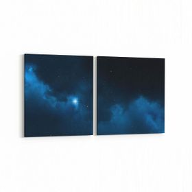 Olla 14647K2Y Gece Gökyüzü Görseli Kare 2 Parça Yatay 65x30 cm Kanvas Tablo