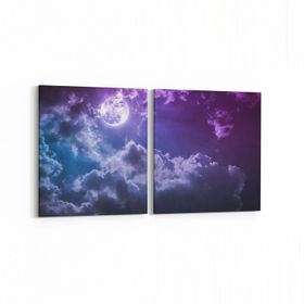 Olla 14650K2Y Gece Gökyüzü Görseli Kare 2 Parça Yatay 65x30 cm Kanvas Tablo