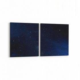 Olla 14653K2Y Gece Gökyüzü Görseli Kare 2 Parça Yatay 65x30 cm Kanvas Tablo