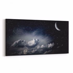 Olla 14658YD Gece Gökyüzü Görseli Yatay Dar 60x30 cm Kanvas Tablo