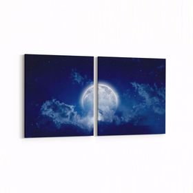Olla 14663K2Y Gece Gökyüzü Görseli Kare 2 Parça Yatay 65x30 cm Kanvas Tablo